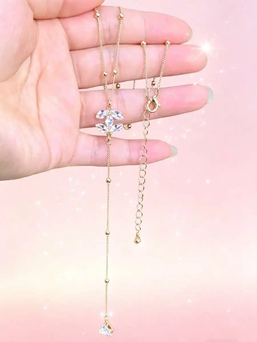 Elegant Stainless Steel Rhinestone Pendant Y-Shaped Necklace For Women
Elegant Stainless Steel Rhinestone Pendant Y-Shaped Necklace For Women