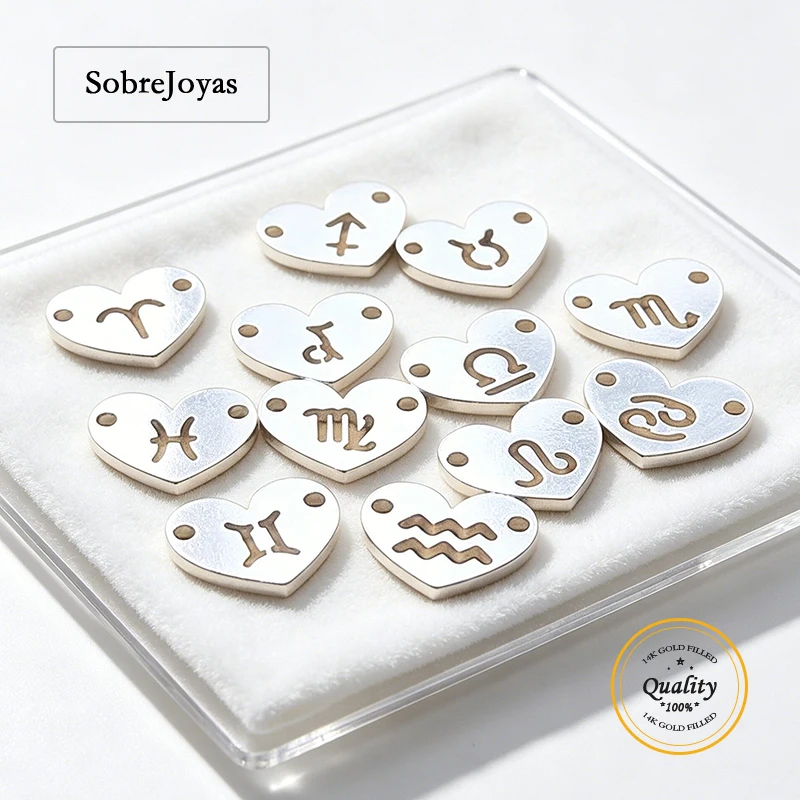 925 Sterling Silver Heart Connector with 2 Holes 0.8mm Thickness 12 Constellations Hollow Carve Charm for Wholesale
925 Sterling Silver Heart Connector with 2 Holes 0.8mm Thickness 12 Constellations Hollow Carve Charm for Wholesale