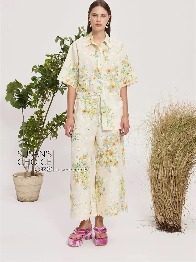 Susan Australian Faion Linen Yellow Flower Embroidery Print irt Wide Leg Pants Set Women Casual Sle Summer Outfit
Susan Australian Faion Linen Yellow Flower Embroidery Print irt Wide Leg Pants Set Women Casual Sle Summer Outfit