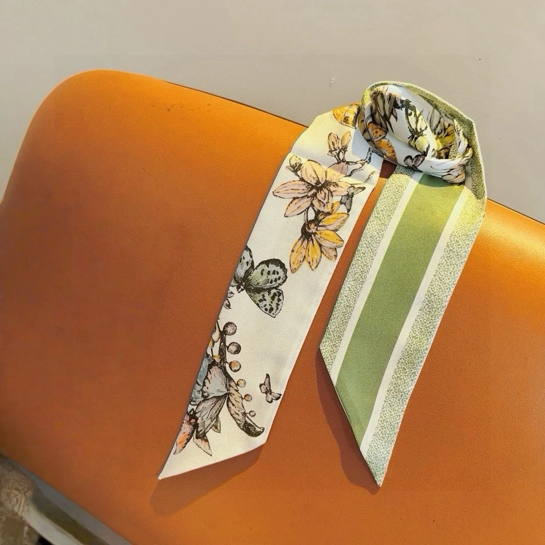 Summer Hot Selling Silk Scarves Butterfly and Floral Print Small Ribbons French-Style Versatile Headbands Hair Ties Bag Ties
Summer Hot Selling Silk Scarves Butterfly and Floral Print Small Ribbons French-Style Versatile Headbands Hair Ties Bag Ties