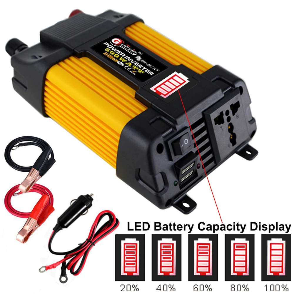 300W/500W DC12 To AC110/220V Car Power Inverter LED Display Sine Wave Converter Dual USB Interfaces Voltage Transformer
300W/500W DC12 To AC110/220V Car Power Inverter LED Display Sine Wave Converter Dual USB Interfaces Voltage Transformer