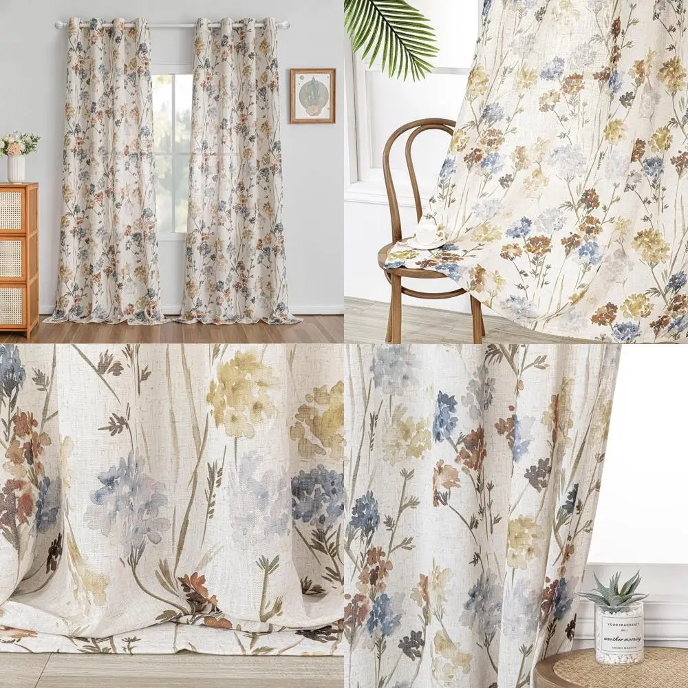 Yellow Floral Linen Semi-Sheer Curtains, W52xL102, Pack of 2, for Living & Dining Rooms with Light Filtering and Privacy
Yellow Floral Linen Semi-Sheer Curtains, W52xL102, Pack of 2, for Living & Dining Rooms with Light Filtering and Privacy