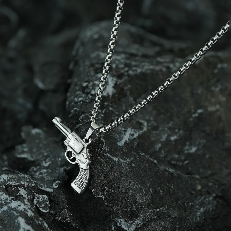 Biker Gun Pendant Necklace for Men Stainless Steel Rap Chain Necklace for Him Street Hip-Hop Rock Style Jewelry Gifts 
Biker Gun Pendant Necklace for Men Stainless Steel Rap Chain Necklace for Him Street Hip-Hop Rock Style Jewelry Gifts