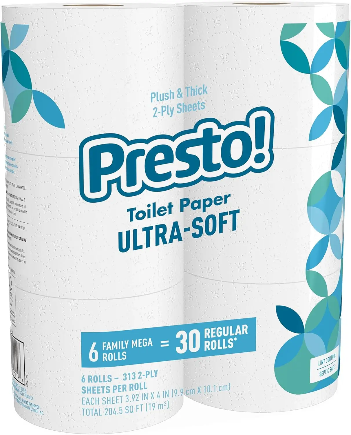 Ultra-Soft 2-Ply Toilet Paper, 6 Mega Rolls = 30 Regular Rolls, 1878 Sheets, Unscented
Ultra-Soft 2-Ply Toilet Paper, 6 Mega Rolls = 30 Regular Rolls, 1878 Sheets, Unscented