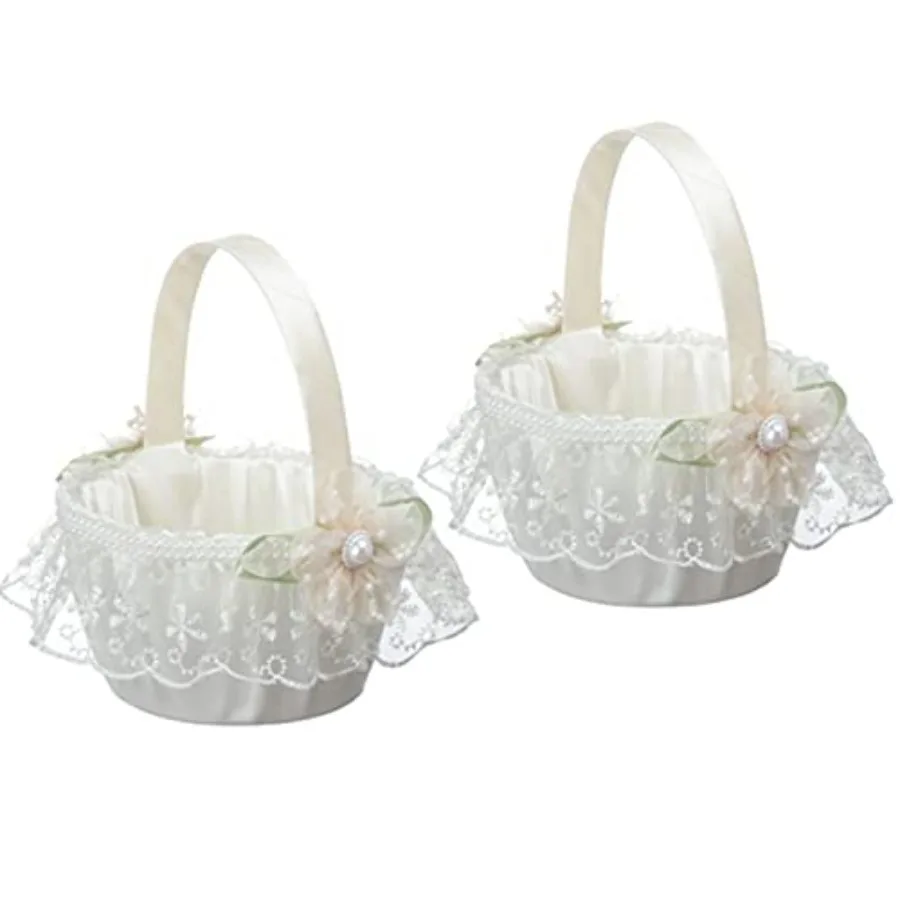 2 PCS Wedding Flower Girl Baskets, Creative Hand-held Lace Rhinestone Flower Baskets for Flower Bride/ Wedding Ceremony Party A
2 PCS Wedding Flower Girl Baskets, Creative Hand-held Lace Rhinestone Flower Baskets for Flower Bride/ Wedding Ceremony Party A