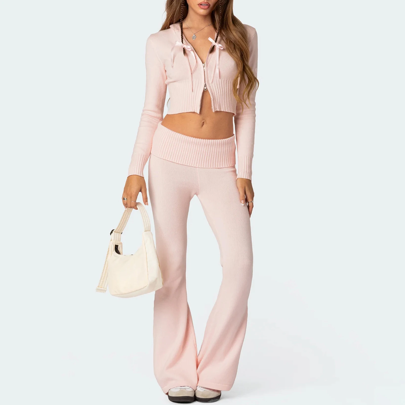 2024 Autumn New Knitted Hoodie Set Women's Fashion Brand Solid Color Sexy High Waist Long Sleeve Pants Two Piece Set
2024 Autumn New Knitted Hoodie Set Women's Fashion Brand Solid Color Sexy High Waist Long Sleeve Pants Two Piece Set
