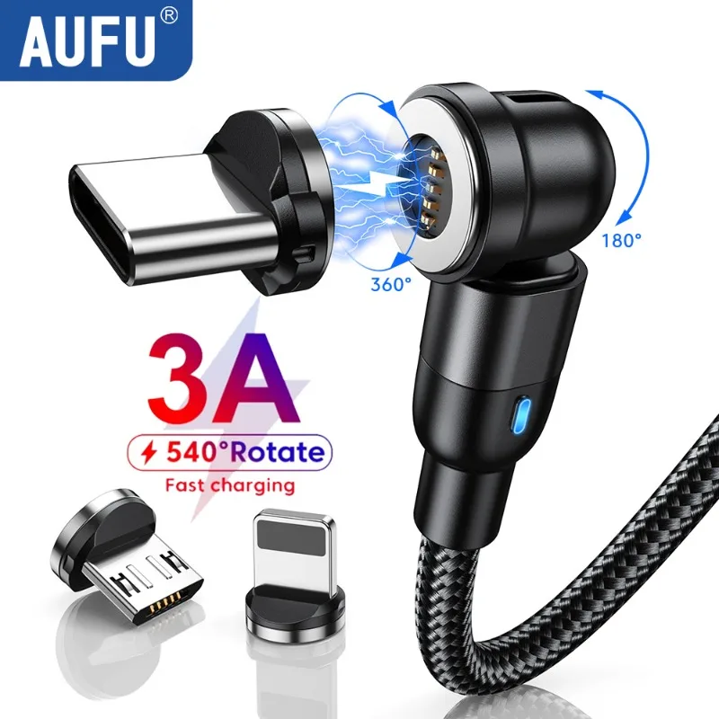 AUFU 540Rotate Magnetic Type C Cable 3A PD Fast Charging Micro USB Type C Cable For iPhone Xiaomi Magnet Charger Phone Data Cord
AUFU 540Rotate Magnetic Type C Cable 3A PD Fast Charging Micro USB Type C Cable For iPhone Xiaomi Magnet Charger Phone Data Cord