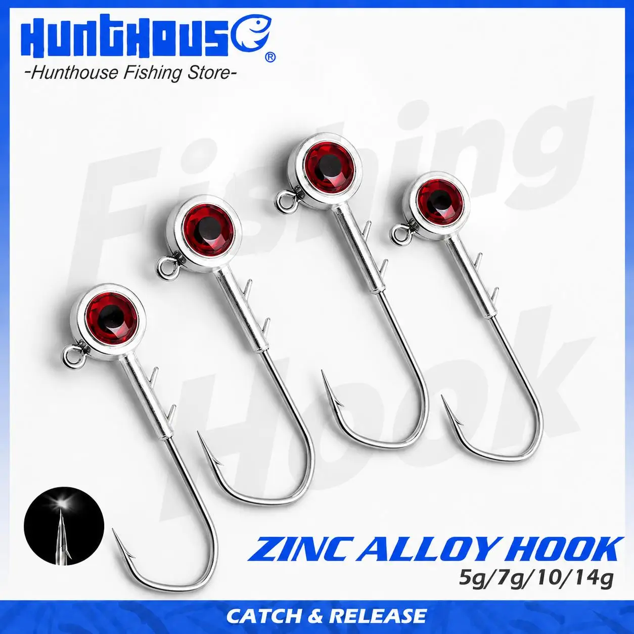 Hunthouse 5g 7g 10g 14g Zinc Alloy Jig Head Hooks 3D Fish Eye Head Fishing Hooks for Soft Lure Bass Saltwater Freshwater
Hunthouse 5g 7g 10g 14g Zinc Alloy Jig Head Hooks 3D Fish Eye Head Fishing Hooks for Soft Lure Bass Saltwater Freshwater