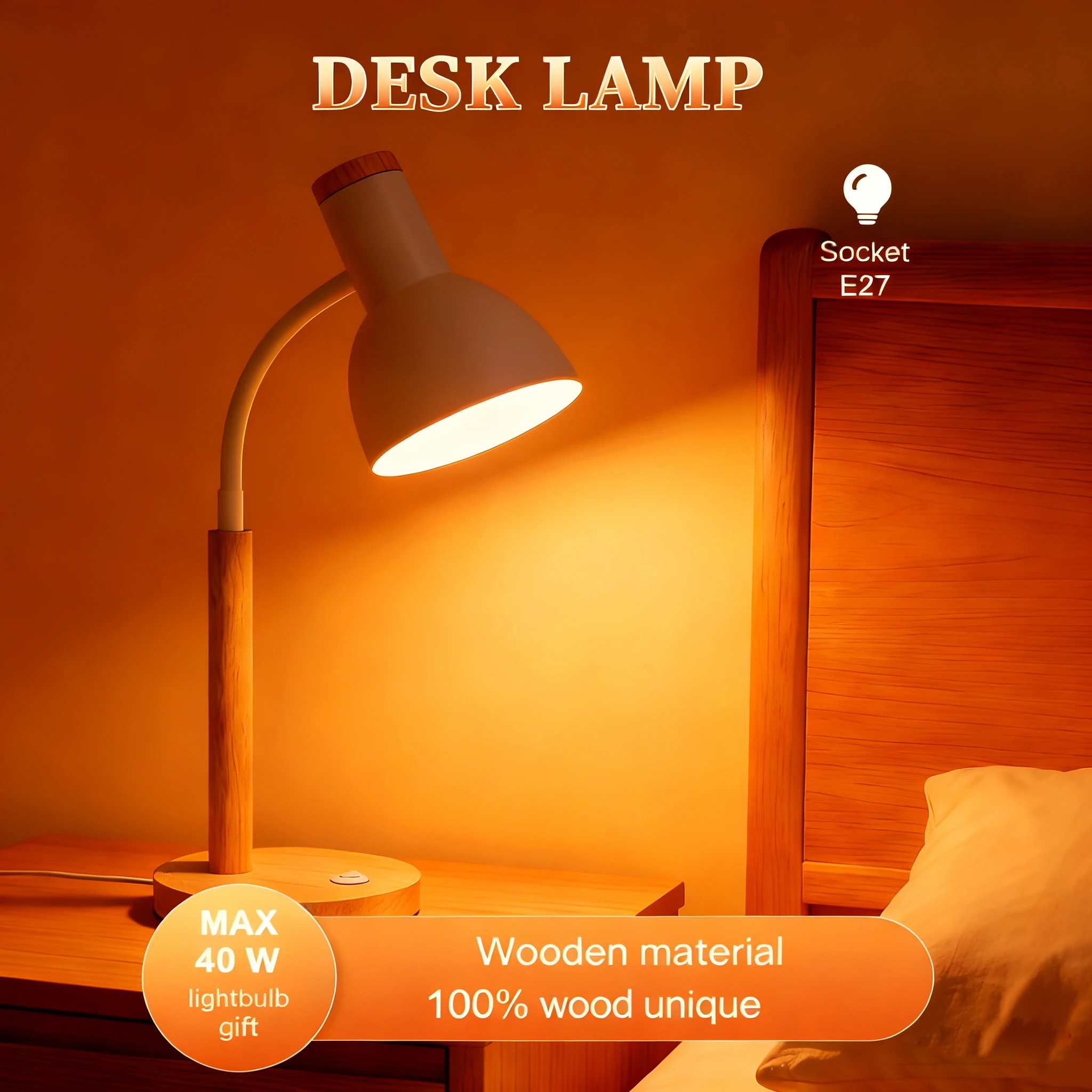 Настольная лампа E27 с европейской вилкой, деревянным основанием, регулируемая, для чтения, для гостиной, декоративная, 110В/220В
Настольная лампа E27 с европейской вилкой, деревянным основанием, регулируемая, для чтения, для гостиной, декоративная, 110В/220В