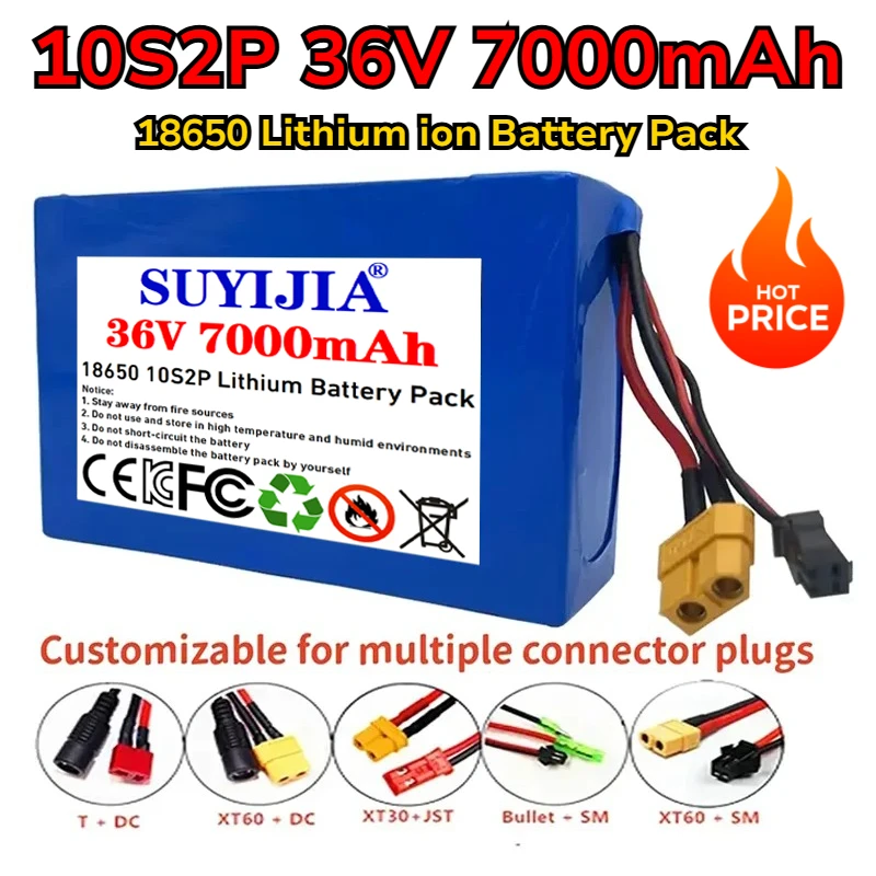 10S2P 36V 7Ah 18650 Lithium Battery Pack 800W 7000mAh 42V Cooter Vehicle Ultra Thin Portable Battery with BMS
10S2P 36V 7Ah 18650 Lithium Battery Pack 800W 7000mAh 42V Cooter Vehicle Ultra Thin Portable Battery with BMS