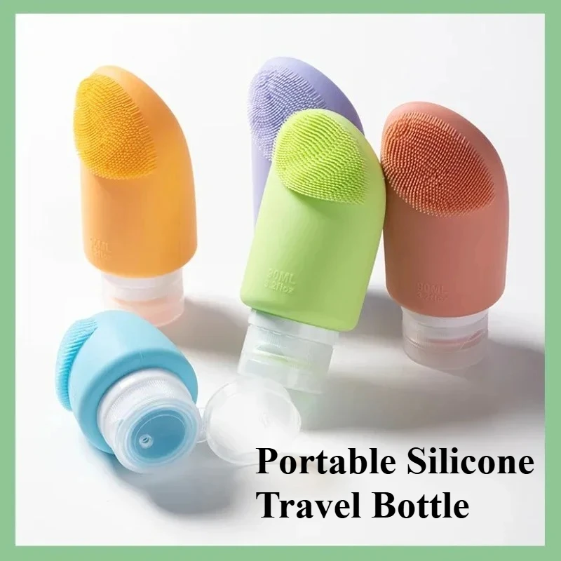 Silicone Travel Bottles 60+90ml with Cleaning Brush Refillable Leakproof Squeeze Tubes for Shampoo/Lotion Portable Containers 
Silicone Travel Bottles 60+90ml with Cleaning Brush Refillable Leakproof Squeeze Tubes for Shampoo/Lotion Portable Containers