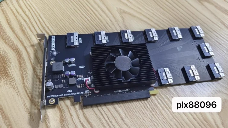 PLX88096 PCIe 4.0 x16 Expansion Card with 10x SFF-8654 Ports for GPU/SSD Bifurcation P2P Support
PLX88096 PCIe 4.0 x16 Expansion Card with 10x SFF-8654 Ports for GPU/SSD Bifurcation P2P Support