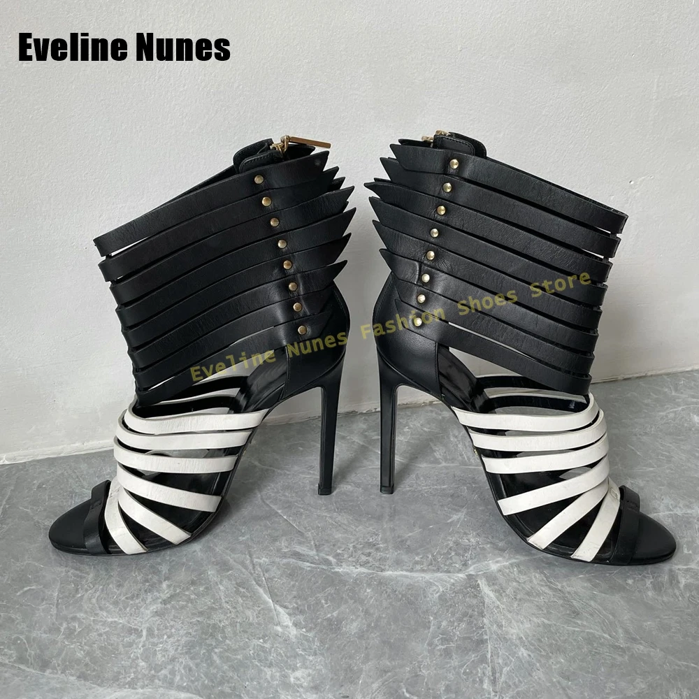 Women Punk Black White Stiletto Heel Sandals Open Toe Belt Buckle Strappy Studded Gladiator Sexy High Heels 2026 Summer Trend
Women Punk Black White Stiletto Heel Sandals Open Toe Belt Buckle Strappy Studded Gladiator Sexy High Heels 2026 Summer Trend
