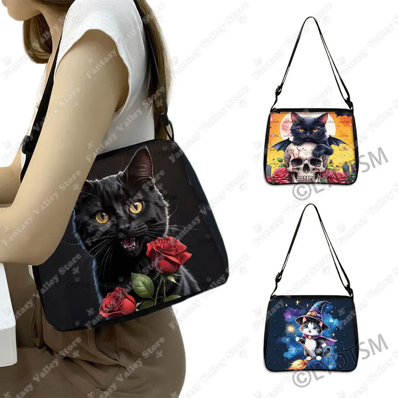 Fantasy Magic Cat Print Crossbody Bag Kitten and Roses Skull Messenger Shoulder Bags for Travel Women Handbag Phone Purse Holder
Fantasy Magic Cat Print Crossbody Bag Kitten and Roses Skull Messenger Shoulder Bags for Travel Women Handbag Phone Purse Holder