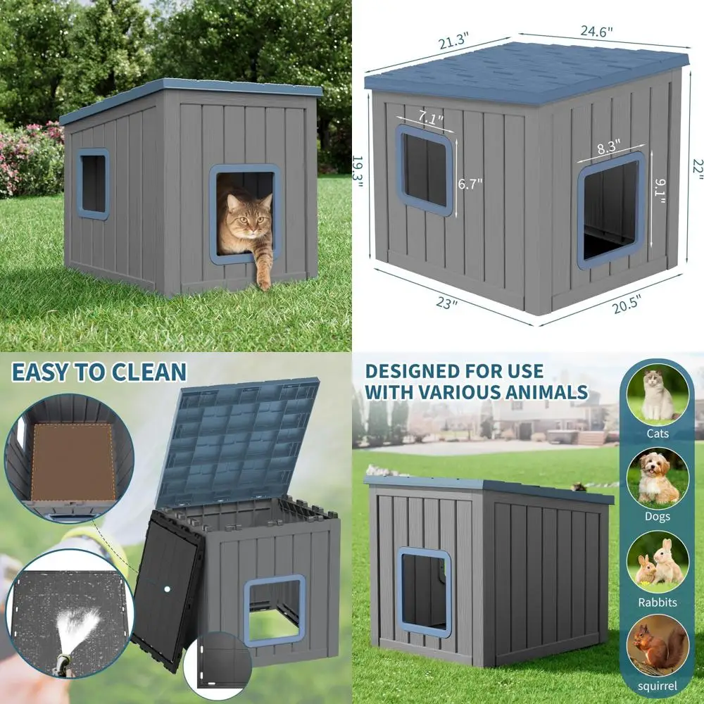 Weatherproof UV-Resistant Outdoor Cat House with Sloped Roof - Durable Garden Cat Shelter for All Weather Conditions
Weatherproof UV-Resistant Outdoor Cat House with Sloped Roof - Durable Garden Cat Shelter for All Weather Conditions