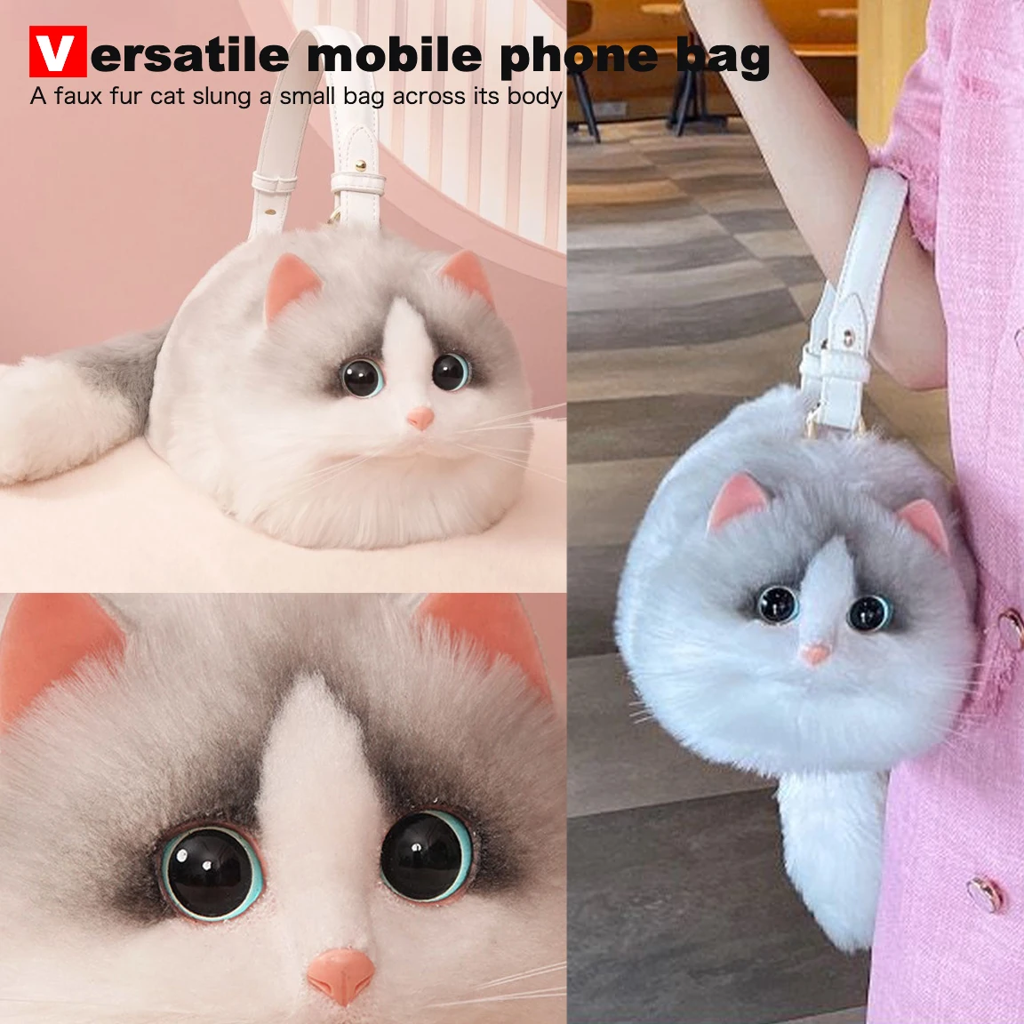 Multifunctional Hand Made Cute Cat Small Bag Popular Plush Smooth Hand Feeling Not Easy To Lose Hair Mobile Phone Messenger Bag
Multifunctional Hand Made Cute Cat Small Bag Popular Plush Smooth Hand Feeling Not Easy To Lose Hair Mobile Phone Messenger Bag