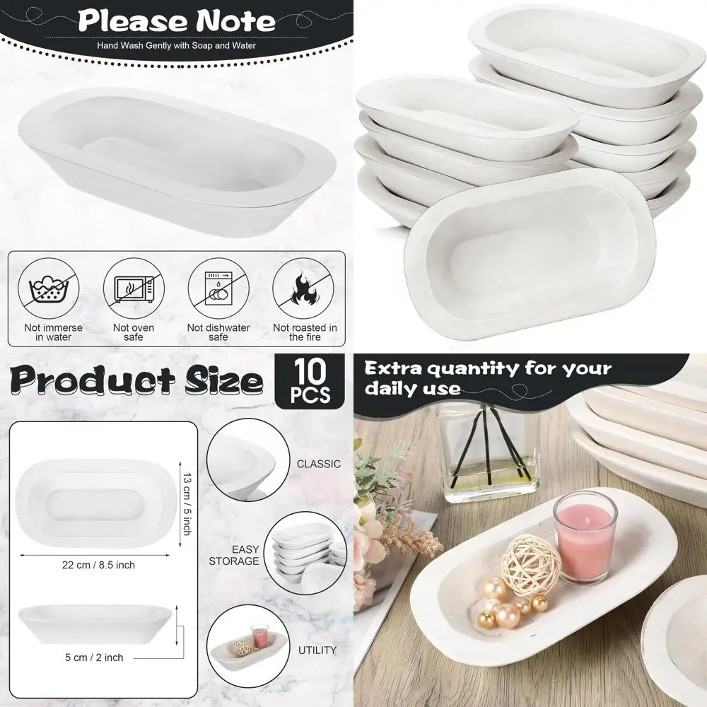 8.5 Inch Wooden Dough Bowls Set of 10 for Weddings, DIY Crafts, and Home Decorations (White)
8.5 Inch Wooden Dough Bowls Set of 10 for Weddings, DIY Crafts, and Home Decorations (White)