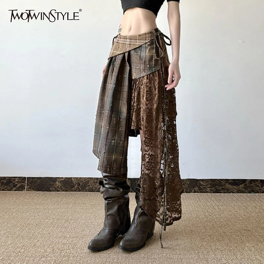 TWOTWINSTYLE Hit Color Slimming Skirts for Women High Waist Temperament Minimalist Irregular Skirts Female Fashion
TWOTWINSTYLE Hit Color Slimming Skirts for Women High Waist Temperament Minimalist Irregular Skirts Female Fashion