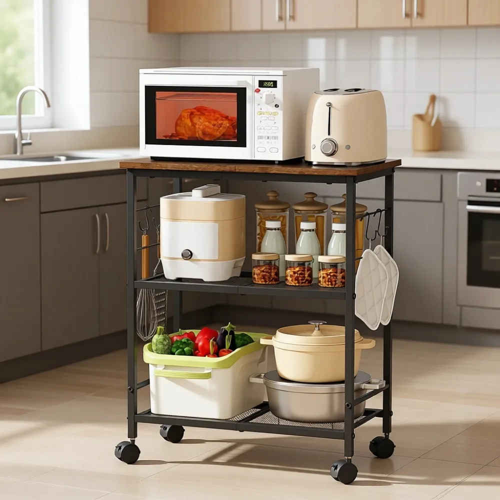 3 Tier Rolling Cart with Storage and Locking Wheels for Kitchen Living Room Bathroom Office Bar Brown
3 Tier Rolling Cart with Storage and Locking Wheels for Kitchen Living Room Bathroom Office Bar Brown