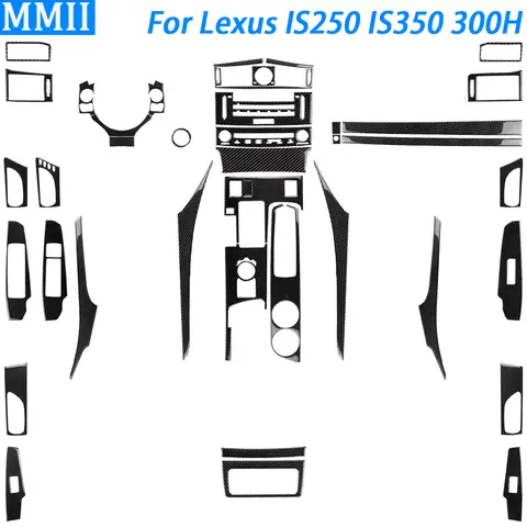 Ensemble de lève-vitre en fibre de carbone, changement de vitesse, sortie d'air, CD AC, accessoires intérieurs de voiture, autocollant, Lexus IS250, IS350, 300H, 2013-2019