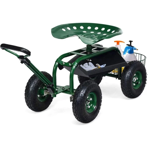 Rolling Garden Cart with Seat, 4-Wheel Gardening Workseat with Storage Basket, Swivel Stool Adjustable Seat, Steering Handle, Ga
Rolling Garden Cart with Seat, 4-Wheel Gardening Workseat with Storage Basket, Swivel Stool Adjustable Seat, Steering Handle, Ga