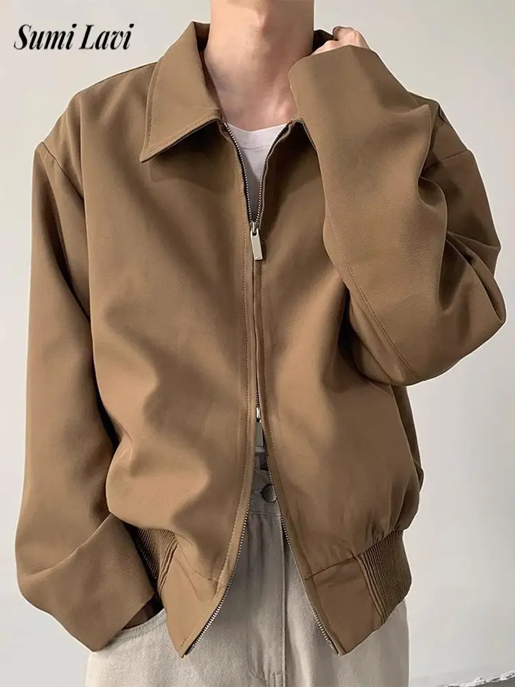 Vintage Turn-down Collar Double Zipper Coat Jackets Mens Fall Casual Solid Color Outerwear Men Streetwear Fashion Jacket Coats
Vintage Turn-down Collar Double Zipper Coat Jackets Mens Fall Casual Solid Color Outerwear Men Streetwear Fashion Jacket Coats