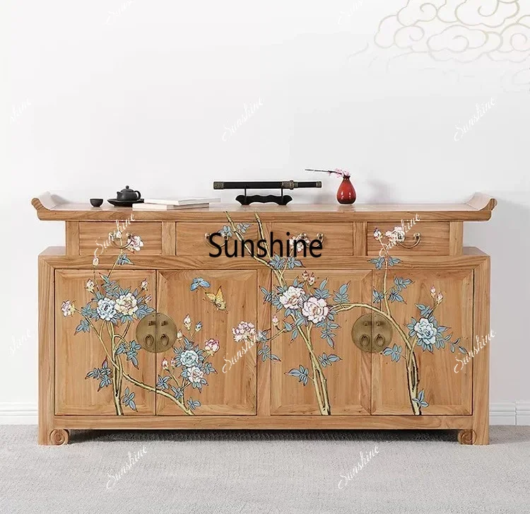 New Chinese-style painted solid wood porch warped head cabinet
New Chinese-style painted solid wood porch warped head cabinet