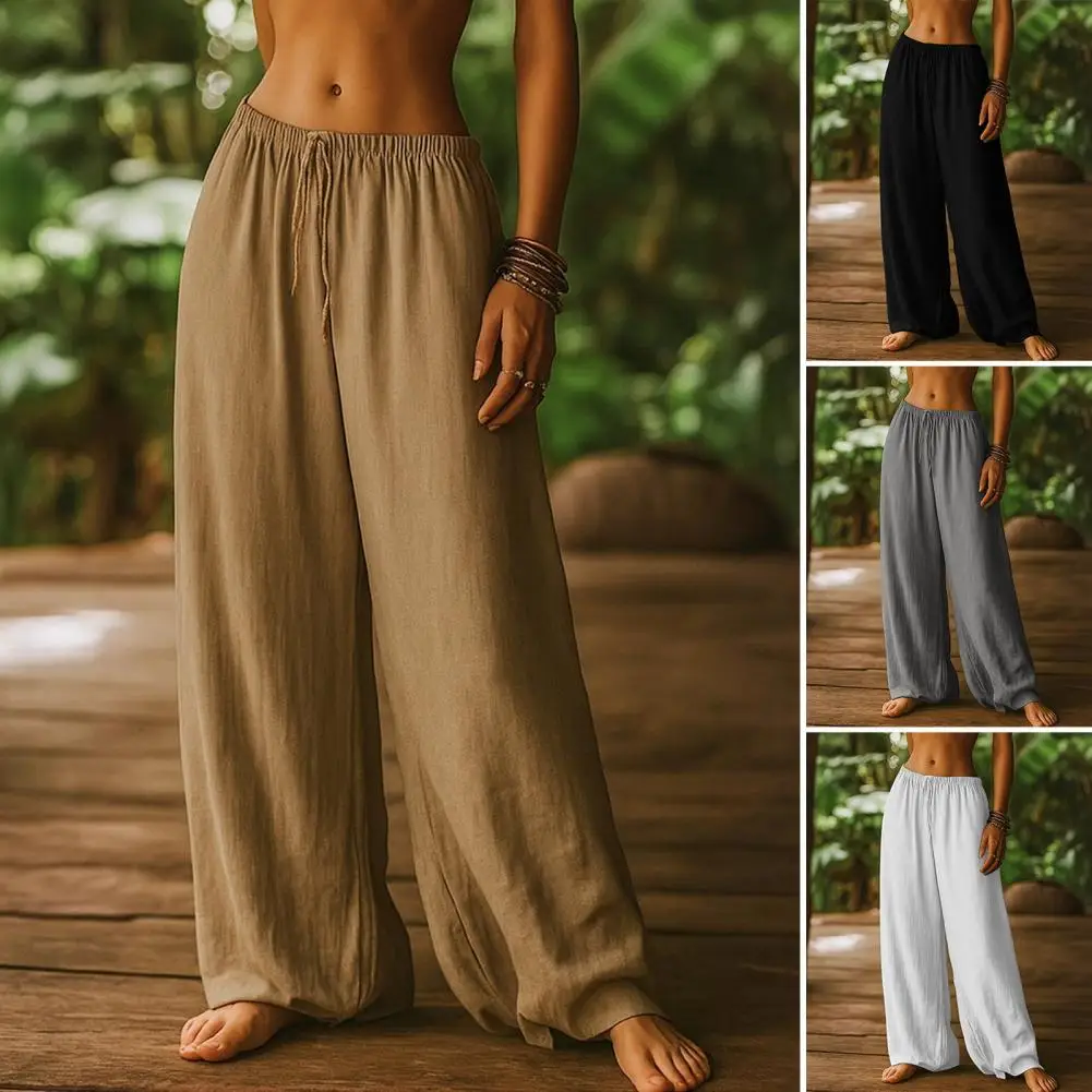Women's Summer Linen Wide Leg Pants High Waist Elastic Drawstring Casual Loose Palazzo Trousers With Pockets Lightweight
Women's Summer Linen Wide Leg Pants High Waist Elastic Drawstring Casual Loose Palazzo Trousers With Pockets Lightweight