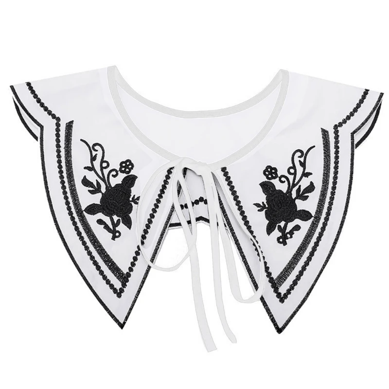 Women Shawl Detachable White Collar Embroidery Black Rose Half Shirt Decor Cape
Women Shawl Detachable White Collar Embroidery Black Rose Half Shirt Decor Cape