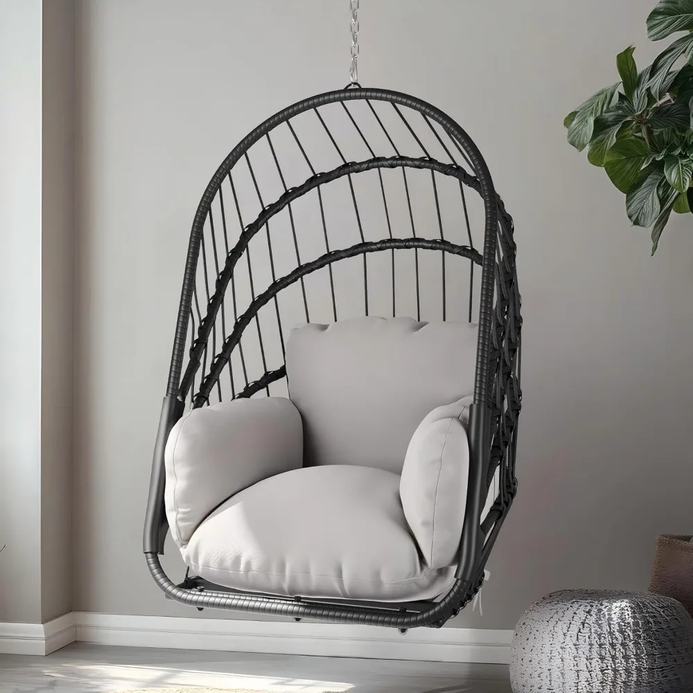 Swing Egg Chair with Cushions 350lbs, Wicker Hammock Chair Foldable Hanging Basket Chair W/O Stand for Outdoor, Indoor, Patio
Swing Egg Chair with Cushions 350lbs, Wicker Hammock Chair Foldable Hanging Basket Chair W/O Stand for Outdoor, Indoor, Patio