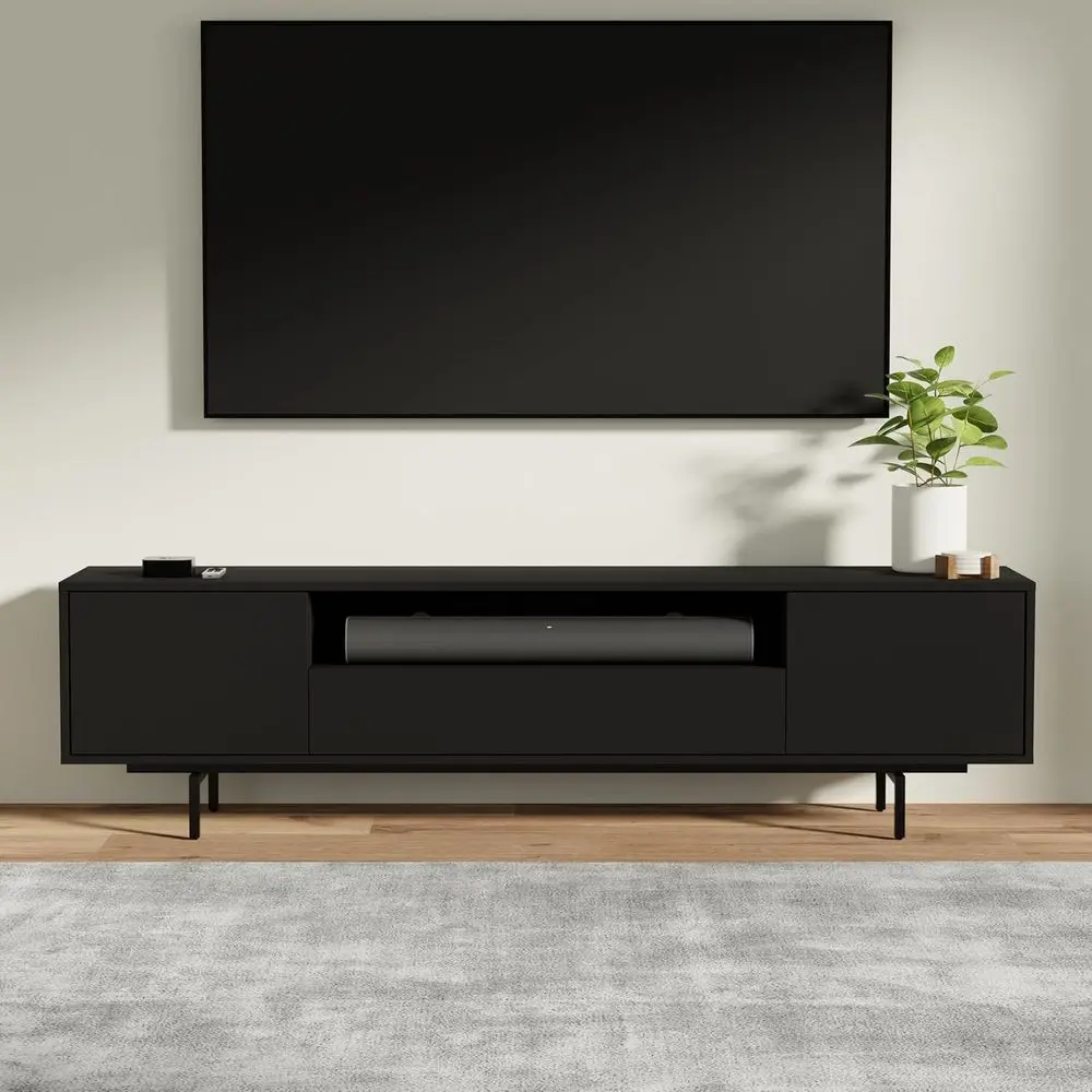 Contemporary 75 Black TV Stand with 20 Height, Easy Assembly, Storage Cabinet & Center Speaker Shelf
Contemporary 75 Black TV Stand with 20 Height, Easy Assembly, Storage Cabinet & Center Speaker Shelf