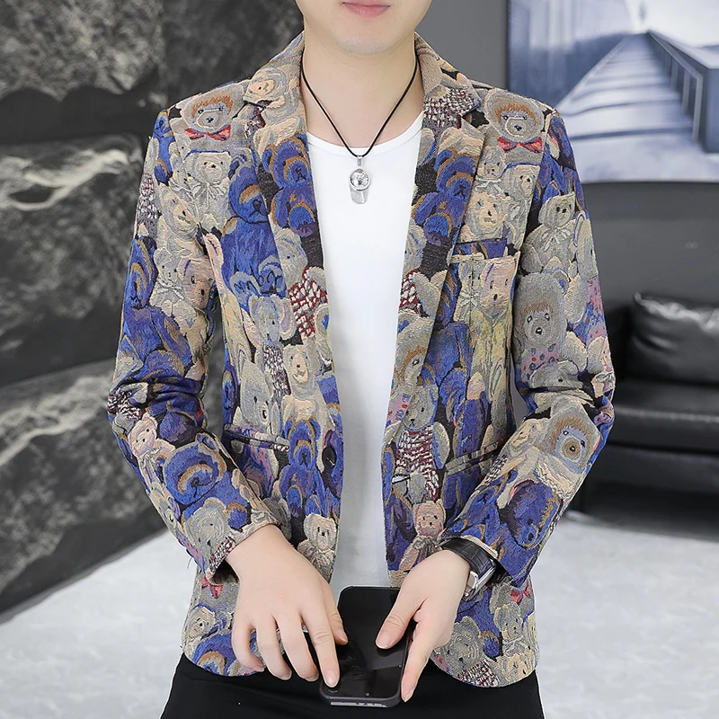Spring new men's suit collar Korean-style fashionable banquet party print versatile trendy men's coat
Spring new men's suit collar Korean-style fashionable banquet party print versatile trendy men's coat