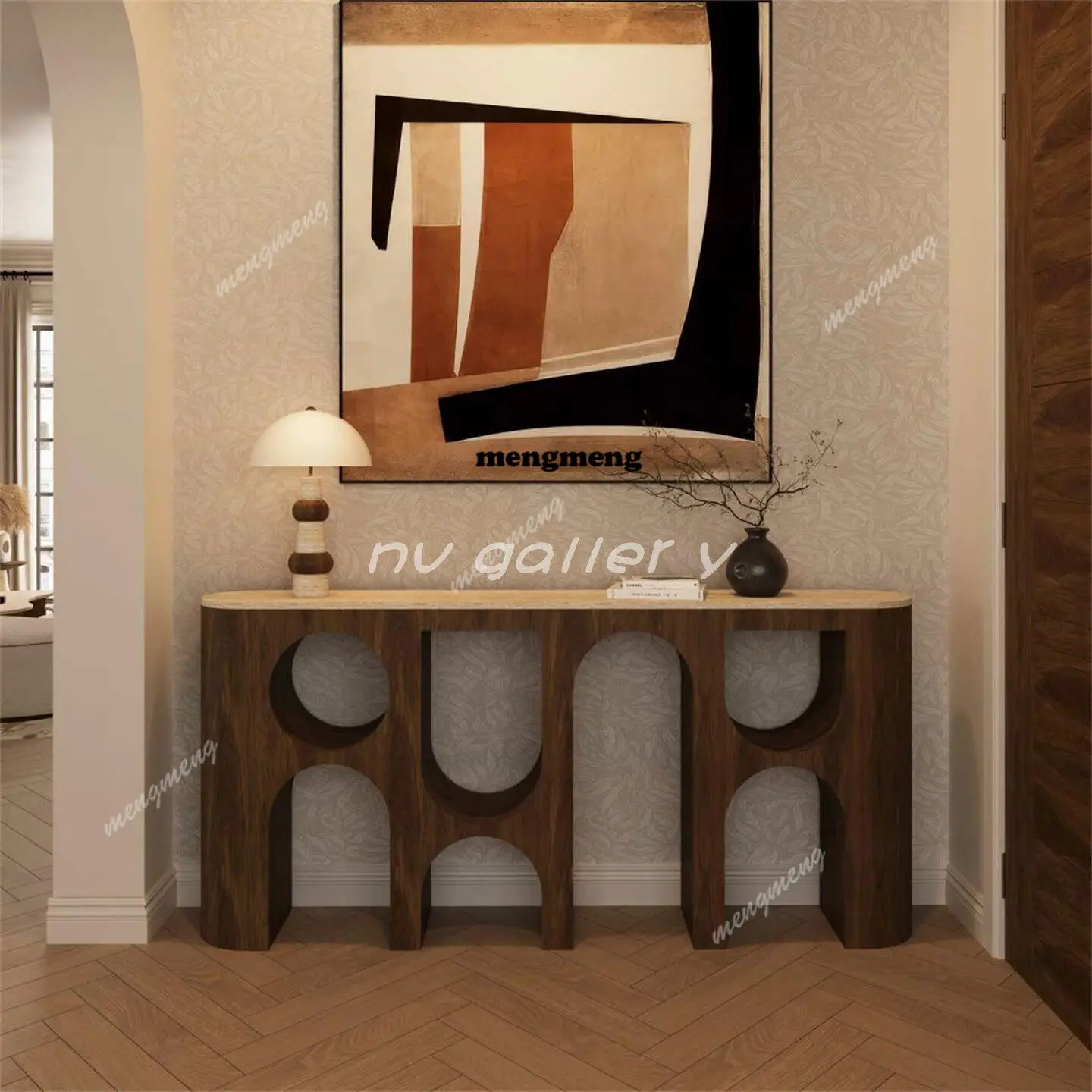 Medieval style special-shaped wooden entrance table travertine countertop living room entry art designer removable storage table
Medieval style special-shaped wooden entrance table travertine countertop living room entry art designer removable storage table