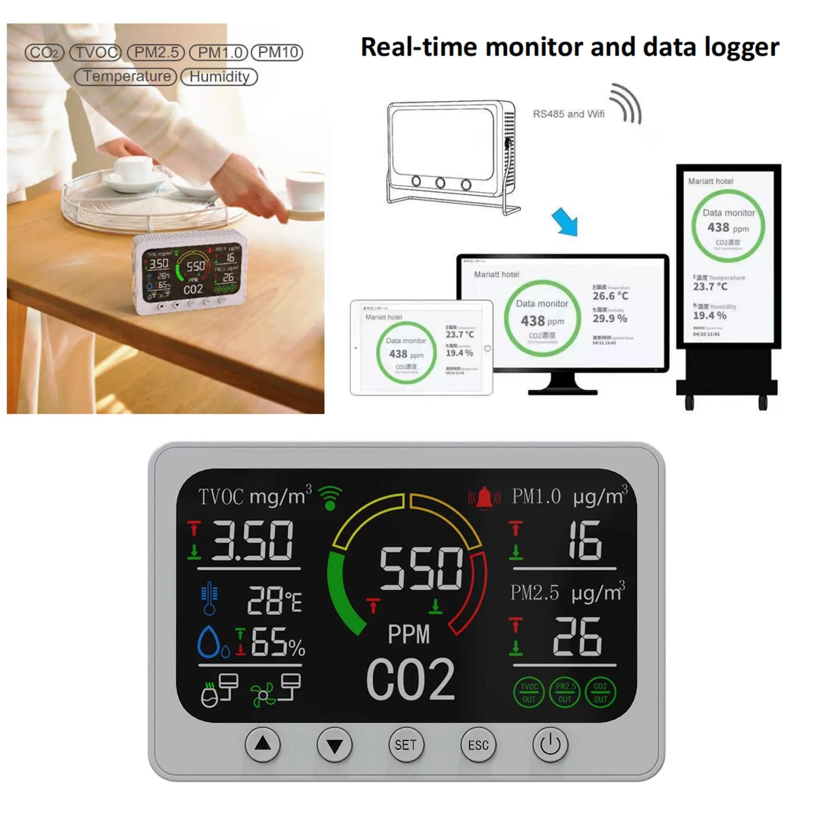 Smart CO2 Meter Air Quality Monitor With Large LCD Display WIFI Control Carbon Dioxide Sensor Tester Approved For Home Office
Smart CO2 Meter Air Quality Monitor With Large LCD Display WIFI Control Carbon Dioxide Sensor Tester Approved For Home Office