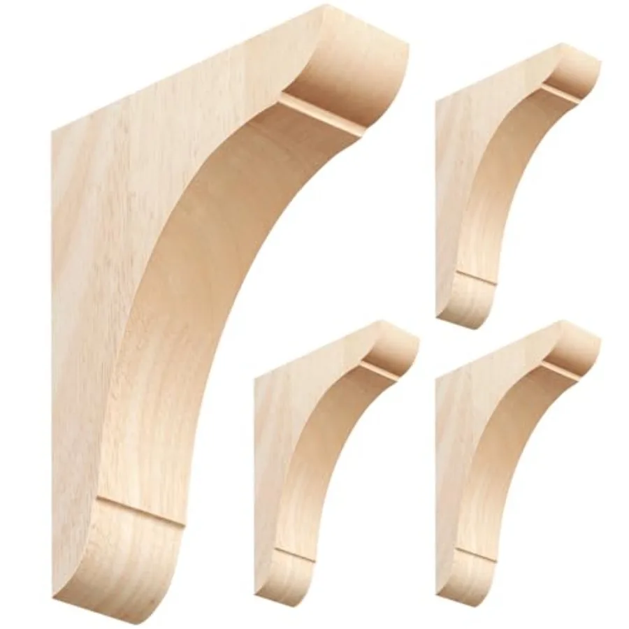 4 Pcs Wood Corbels Wooden Shelf Brackets, Unfished Patable Bracket with Hangg Hook for Doorway Countertop Kitchen Cabet Book Sh
4 Pcs Wood Corbels Wooden Shelf Brackets, Unfished Patable Bracket with Hangg Hook for Doorway Countertop Kitchen Cabet Book Sh