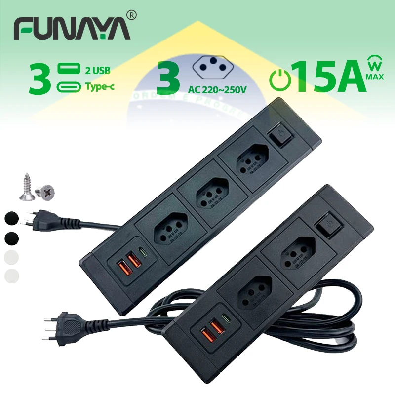 BR Built-in Desktop Sockets with USB Type-c 15A Power Electrical Extension Brazilian Socket Recessed Furniture Outlets 110 250V
BR Built-in Desktop Sockets with USB Type-c 15A Power Electrical Extension Brazilian Socket Recessed Furniture Outlets 110 250V