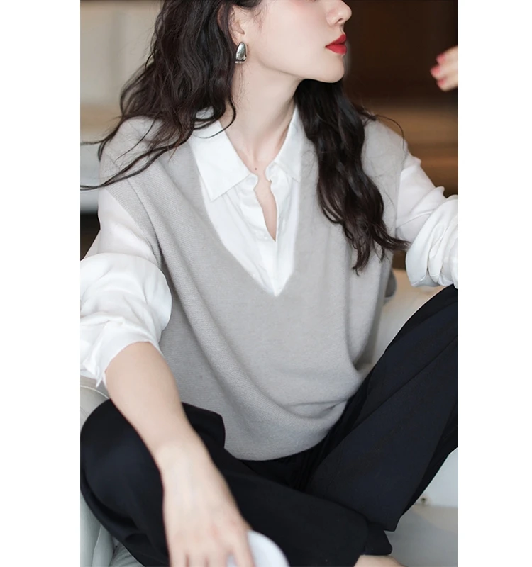 Женская трикотажная футболка с V-образным вырезом, свободная верхняя одежда, весенняя модная универсальная майка-жилет
Женская трикотажная футболка с V-образным вырезом, свободная верхняя одежда, весенняя модная универсальная майка-жилет