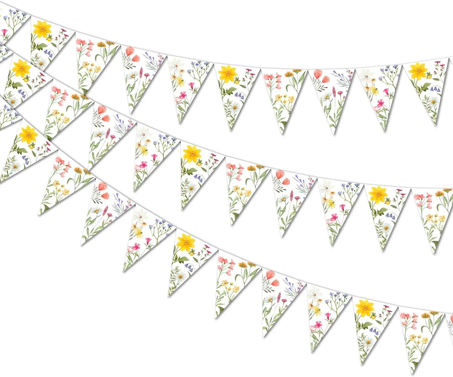 Wildflower Triangle Banner Pre-Strung Floral Banner Garland Paper for Wedding Bridal Shower Baby Shower Birthday Party Supplies
Wildflower Triangle Banner Pre-Strung Floral Banner Garland Paper for Wedding Bridal Shower Baby Shower Birthday Party Supplies