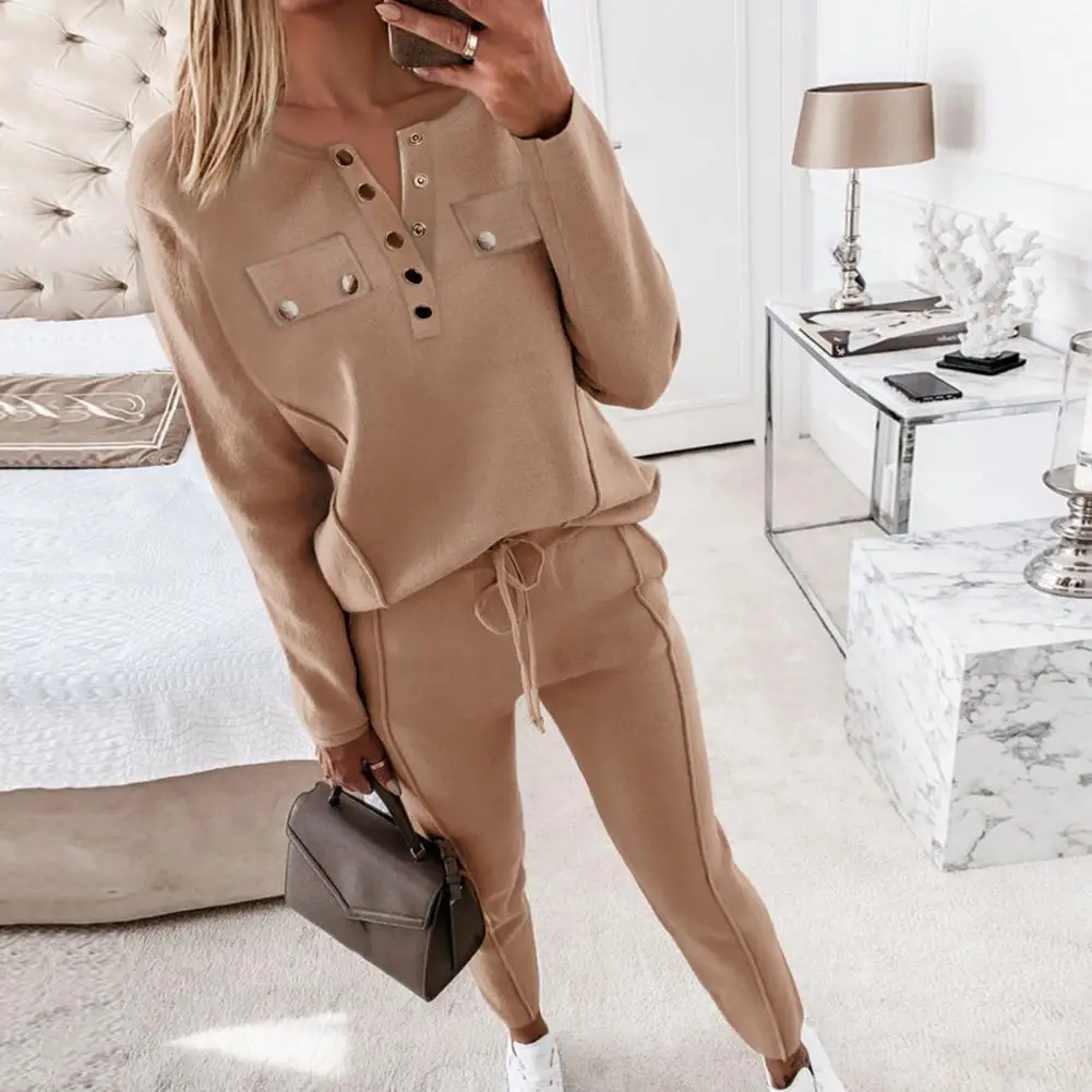 Casual Tracksuit Women's Round Neck Top Slim Fit Pants Set for Daily Wear Sport Outfit Solid Color Blouse with Elastic for Women
Casual Tracksuit Women's Round Neck Top Slim Fit Pants Set for Daily Wear Sport Outfit Solid Color Blouse with Elastic for Women