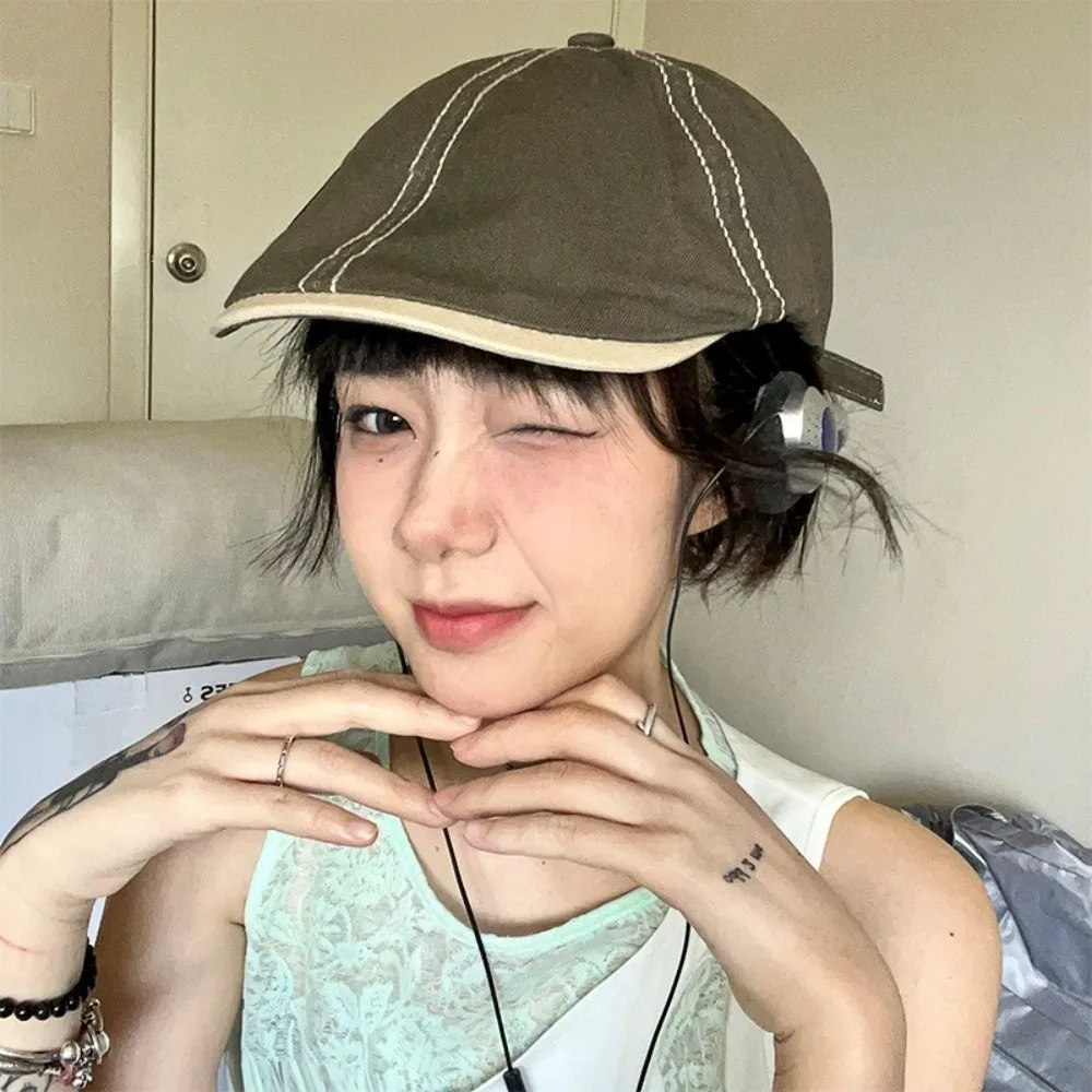 Personality Vintage Newsboy Flat Cap Embroidery Japanese Style Painter Hat Y2k Color Contrast Beret Spicy Girl
Personality Vintage Newsboy Flat Cap Embroidery Japanese Style Painter Hat Y2k Color Contrast Beret Spicy Girl