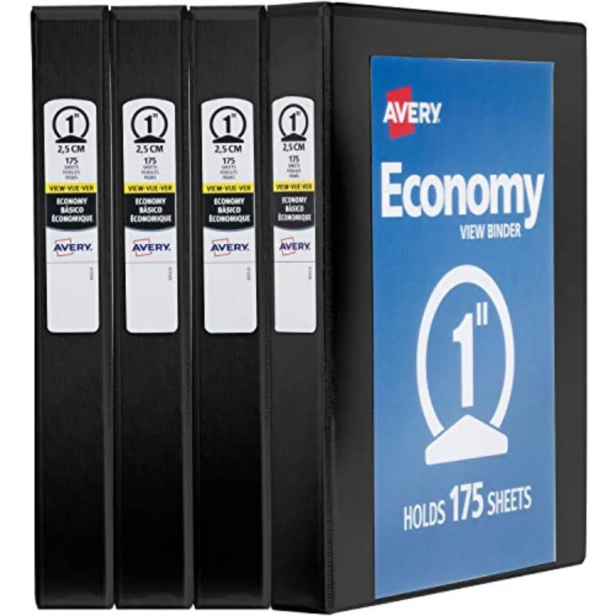 Standard View 3 Ring Binders, 1" Round Rings, 175-Sheet Capacity, 1.4 Inch Wide Spine, Black Binders, Ideal for Lightweight Org
Standard View 3 Ring Binders, 1" Round Rings, 175-Sheet Capacity, 1.4 Inch Wide Spine, Black Binders, Ideal for Lightweight Org