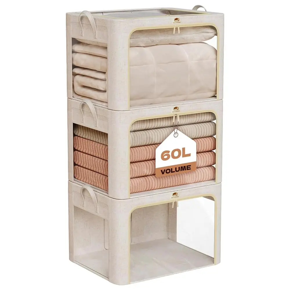 3Pa 60L Large Cloth Storage Bins With Metal Frame, Linen Storage Box With Clear Window, Stackable Sweater Storage For Closet,
3Pa 60L Large Cloth Storage Bins With Metal Frame, Linen Storage Box With Clear Window, Stackable Sweater Storage For Closet,