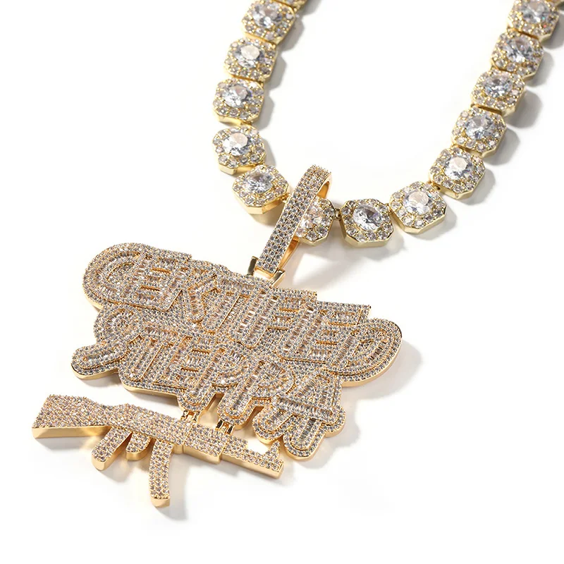 Hip Hop 5A+ CZ Stone Paved Bling Iced Out AK47 Gun Pendants Necklace for Men Rapper Jewelry Gold Color
Hip Hop 5A+ CZ Stone Paved Bling Iced Out AK47 Gun Pendants Necklace for Men Rapper Jewelry Gold Color
