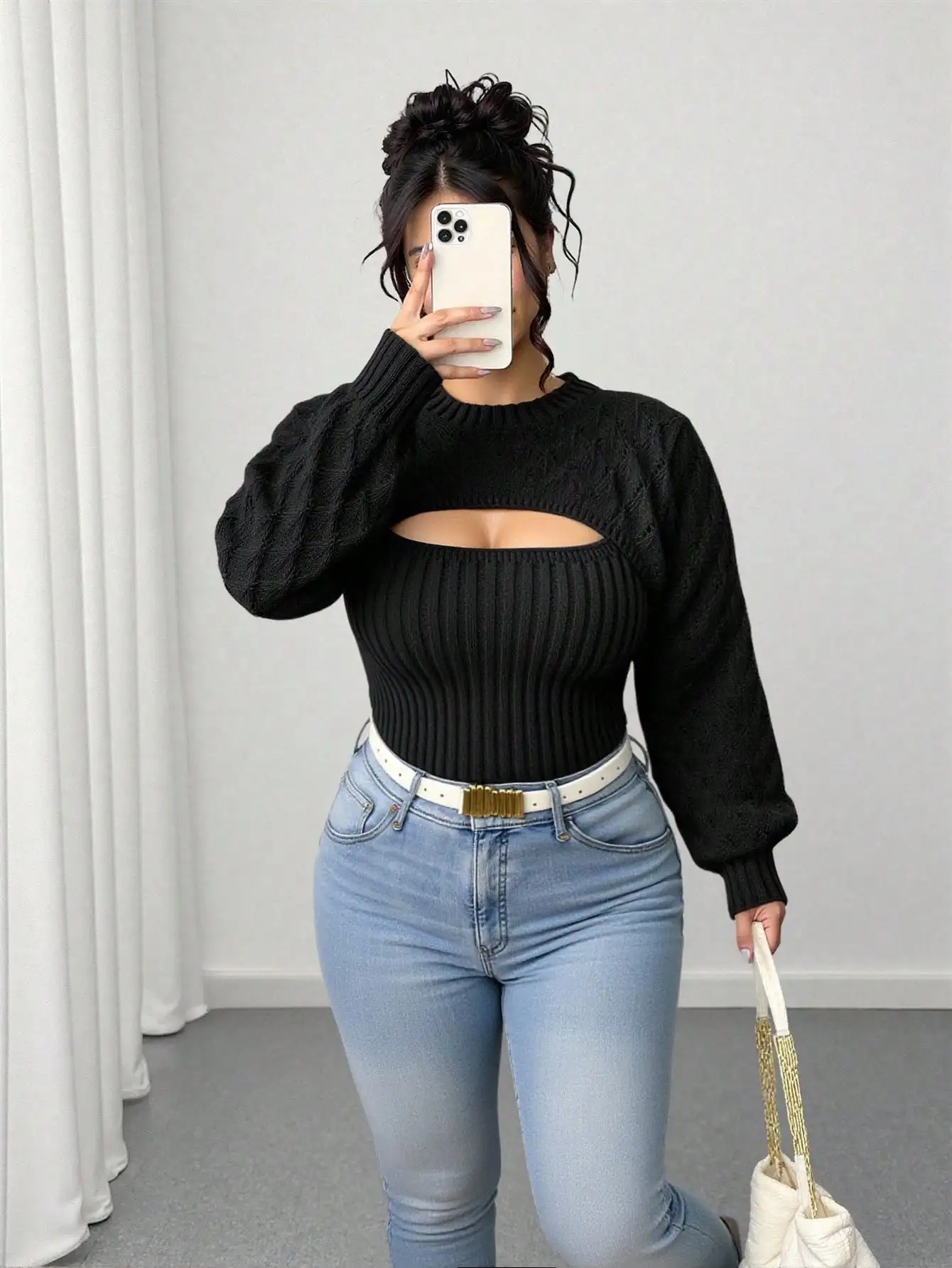 Black Cut Out Long Sleeve Knit Sweater Pullover For Women Casual Winter
Black Cut Out Long Sleeve Knit Sweater Pullover For Women Casual Winter