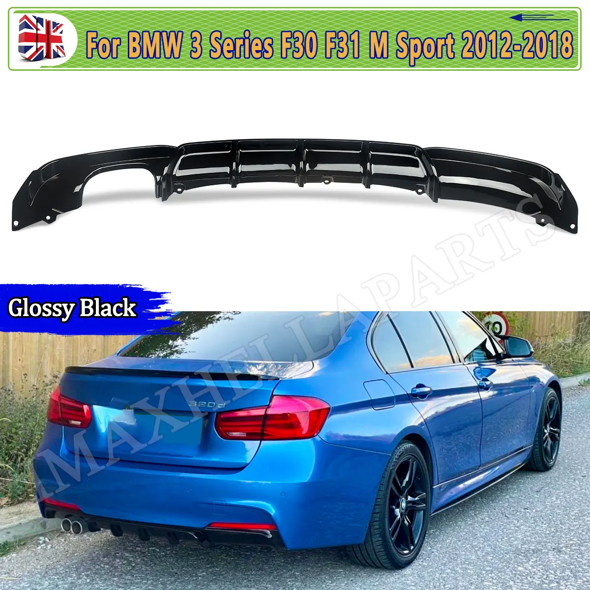 Rear Bumper Diffuser For BMW 3 SERIES F30 F31 318d 320i 330i 340i 2012-2018 M Performance diffuser Twin Tailpipe splitter black
Rear Bumper Diffuser For BMW 3 SERIES F30 F31 318d 320i 330i 340i 2012-2018 M Performance diffuser Twin Tailpipe splitter black