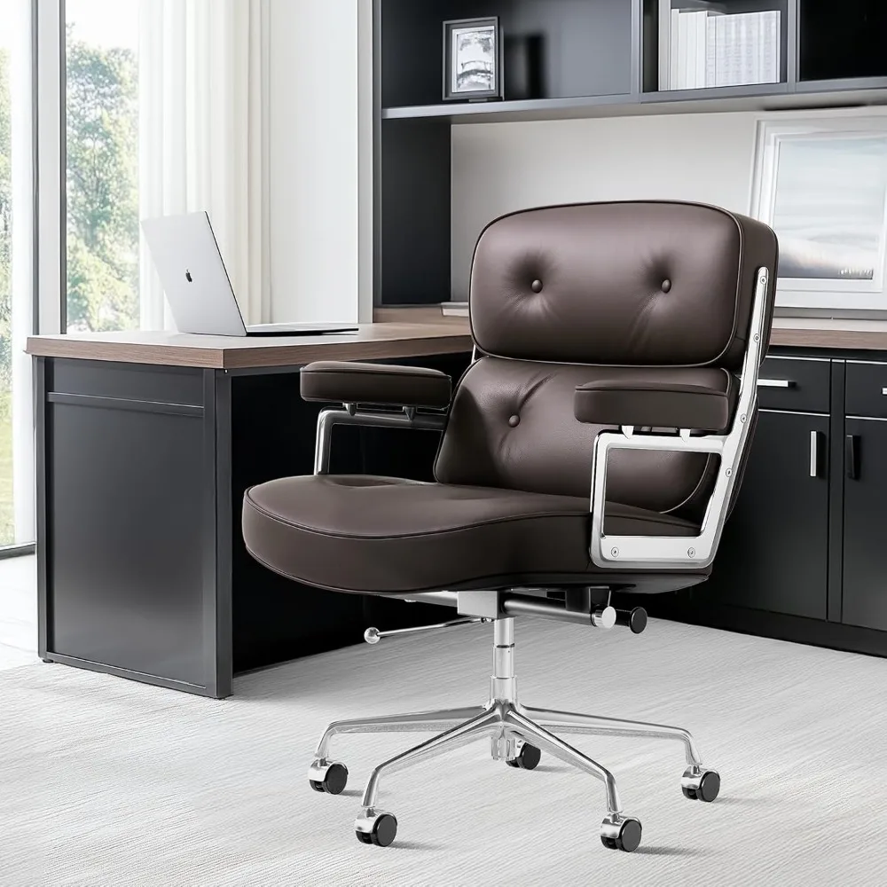 Genuine Leather Executive Chair Mid Back Office Desk Chair Aluminum Alloy Frame Thick Plush Cushion Lumbar Support Swivel Office
Genuine Leather Executive Chair Mid Back Office Desk Chair Aluminum Alloy Frame Thick Plush Cushion Lumbar Support Swivel Office