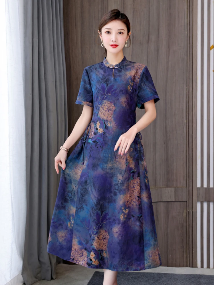 Summer Green Floral Silk Short Sleeve Midi Dress Women Fashion Elegant Loose Wasit Dress 2023 Korean Vintage Luxury Party Dress
Summer Green Floral Silk Short Sleeve Midi Dress Women Fashion Elegant Loose Wasit Dress 2023 Korean Vintage Luxury Party Dress