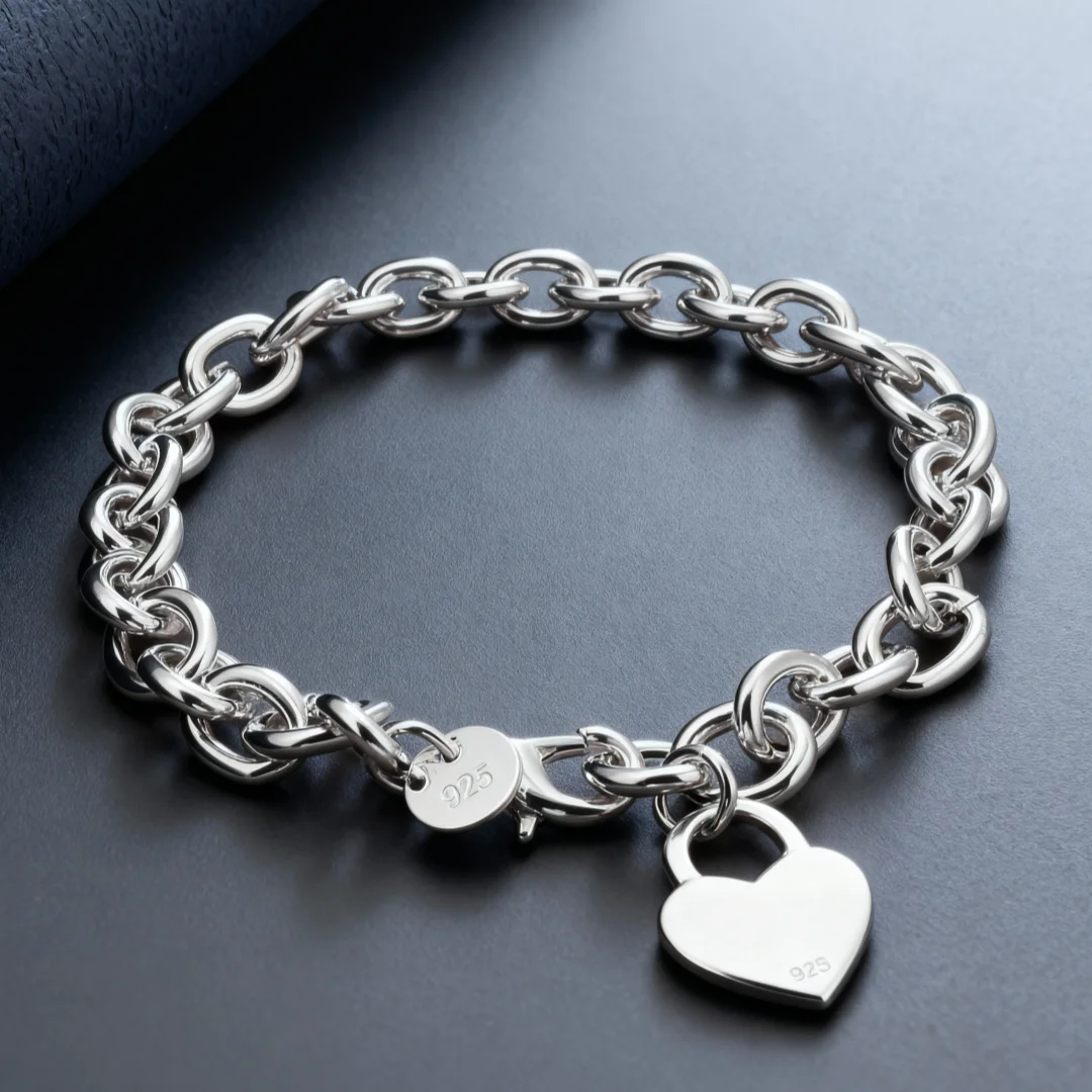 Original designer 925 Sterling Silver pretty heart Lock Bracelets for Women Wedding gift Party Trinket Fashion Versatile Jewelry
Original designer 925 Sterling Silver pretty heart Lock Bracelets for Women Wedding gift Party Trinket Fashion Versatile Jewelry
