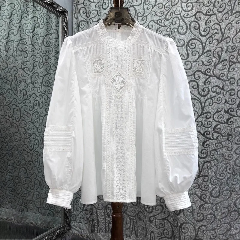 New Hot Sale Blouses 2025 Spring White Blouse High Quality Cotton Women Crochet Lace Embroidery Long Sleeve Vintage Loose Tops
New Hot Sale Blouses 2025 Spring White Blouse High Quality Cotton Women Crochet Lace Embroidery Long Sleeve Vintage Loose Tops