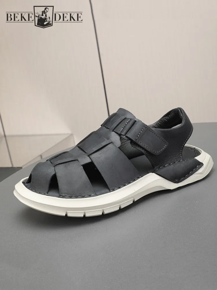 Mens Genuine Leather Gladiator Sandal Hollow Out Vintage Design Breathable Platform Beach Sandals Male Hook Loop Casual Shoes
Mens Genuine Leather Gladiator Sandal Hollow Out Vintage Design Breathable Platform Beach Sandals Male Hook Loop Casual Shoes